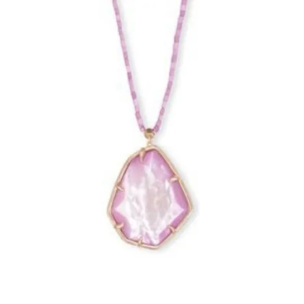 Kendra Scott Beatrix Long Beaded Pendant Necklace Pink Howlite Stone Gold NWT